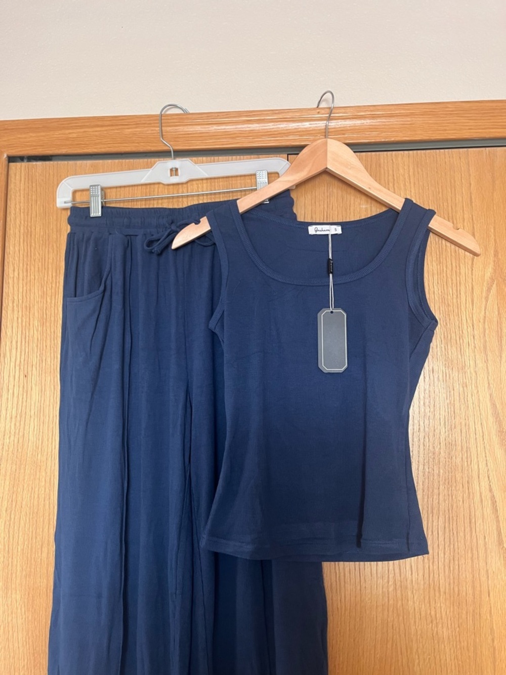 Oncharm Royal Blue Two-Piece Tank Top and Wide Leg Pants Set - Picture 2 of 8